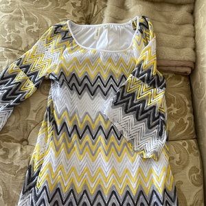 Chevron yellow white and gray dress